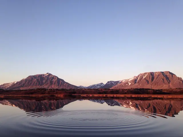 Mountain lake at dusk