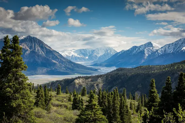 Mountain ridge above a green valley