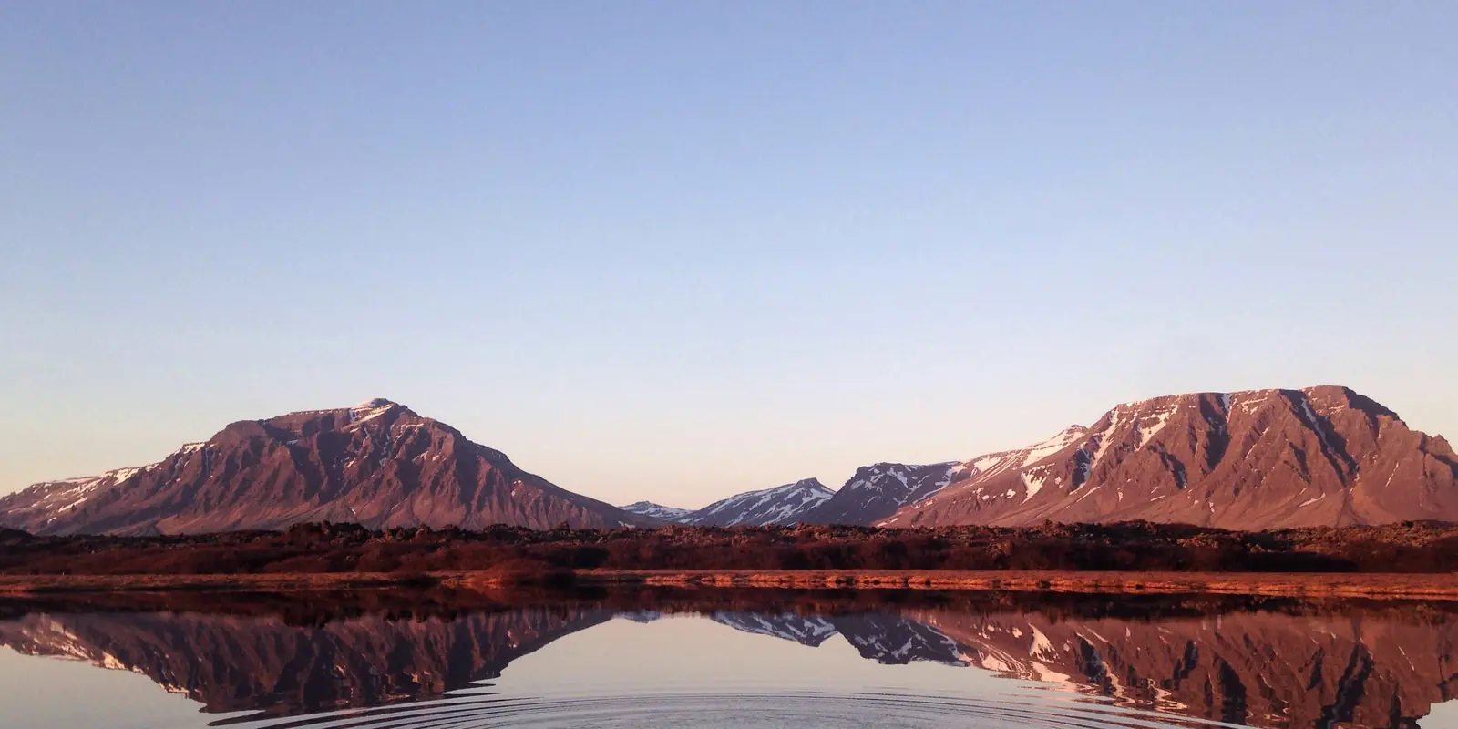 Mountain and lake landscape at dusk
